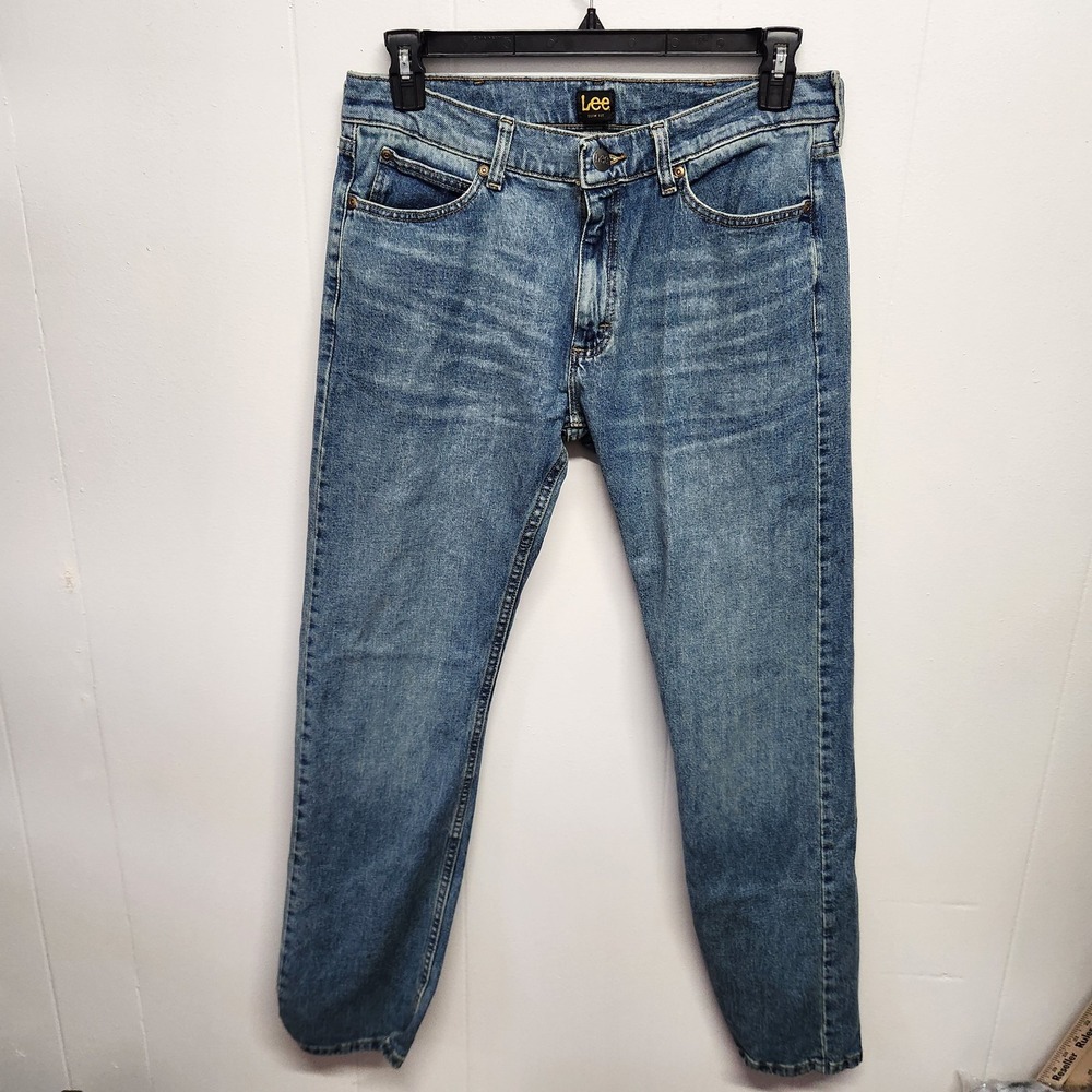 Lee Jeans Mens 34x34 Blue Slim Fit‎ Denim Stretch Classic Straight Leg Pants